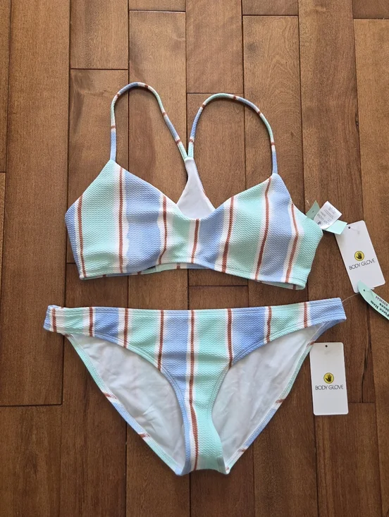 🆕️ Body Glove Striped Blue & Mint Women’s Bikini Set Size XL - Picture 4 of 12